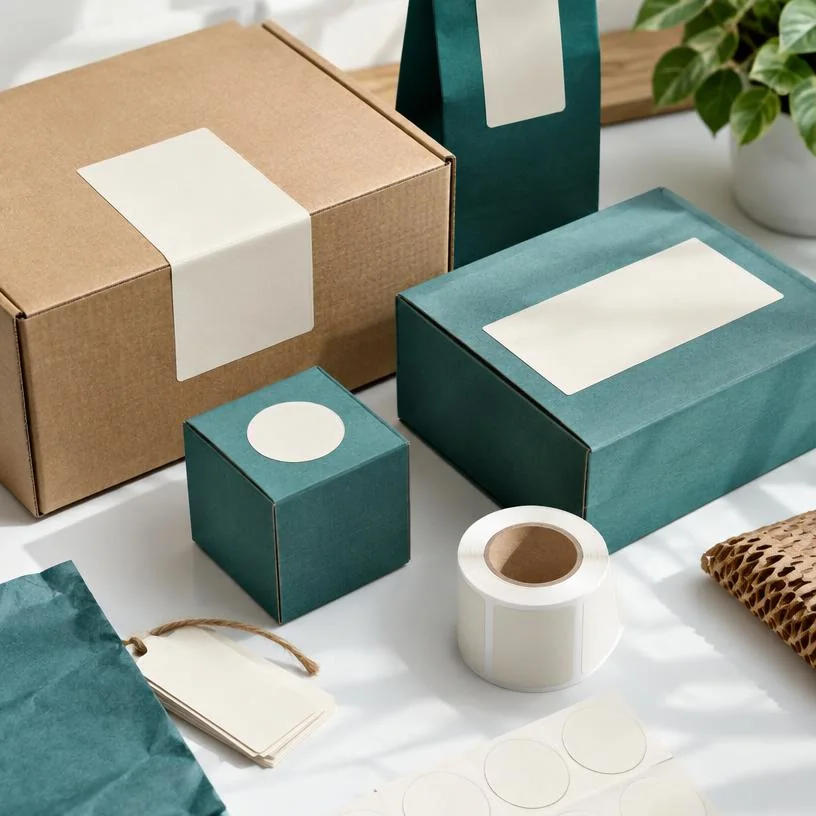 Illustrative corrugated cartons, labels and packaging samples